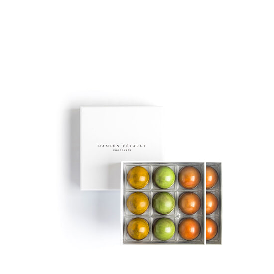 Damien Vétault Assortiment Chocolats Noir - Demi-Sphères Les Couleurs 18 Chocolats