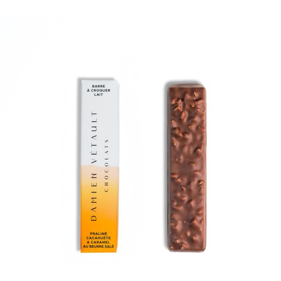 Damien Vétault Barre Chocolat Lait Cacahuète & Caramel 50g Damien Vétault Barre Chocolat Lait Cacahuète & Caramel 50g