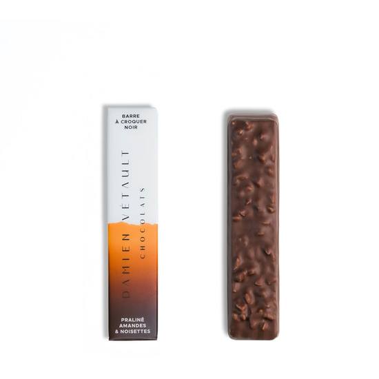 Damien Vétault Barre Chocolat Noir Praliné Amandes & Noisettes 50g Damien Vétault Barre Chocolat Noir Praliné Amandes & Noisettes 50g